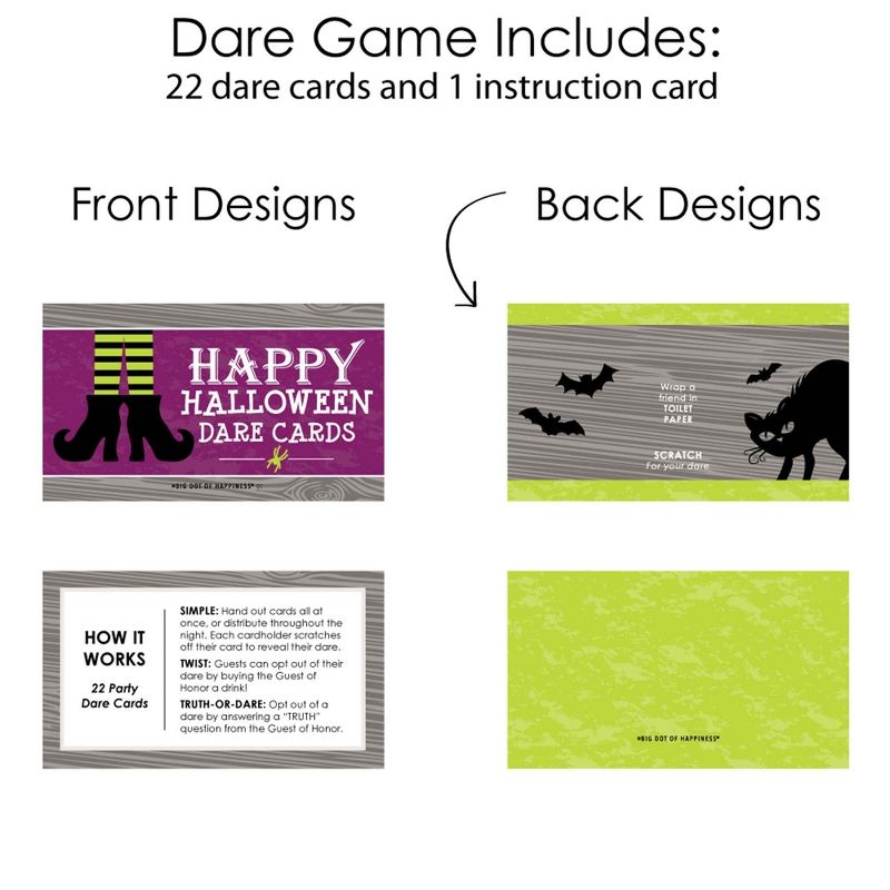 Big Dot of Happiness Happy Halloween - Witch Party Game Scratch Off Dare Cards - 22 Count, 5 of 7