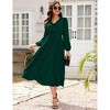 Clearlove Women's Casual V Neck Lantern Long Sleeve Ruffle Smocked Waist Tiered Midi A Line Dress - 2 of 4