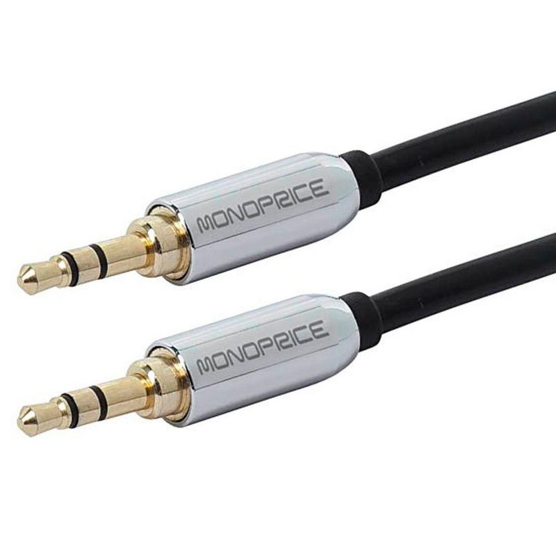 Monoprice Audio Cable - 6 Feet - Black | 3.5mm Stereo Male to 3.5mm Stereo Male Gold Plated Cable for Mobile, 1 of 3