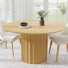 Dovelina Mid-Century Round Dining Table Wood Kitchen Table for 4 People - Natural Wood - 2 of 4