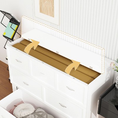 White Full Size Murphy Bed with Drawer and Charging Station