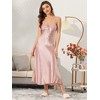 cheibear Women's Spaghetti Strap Nightdress Cami Satin Pajama Dress - 2 of 4