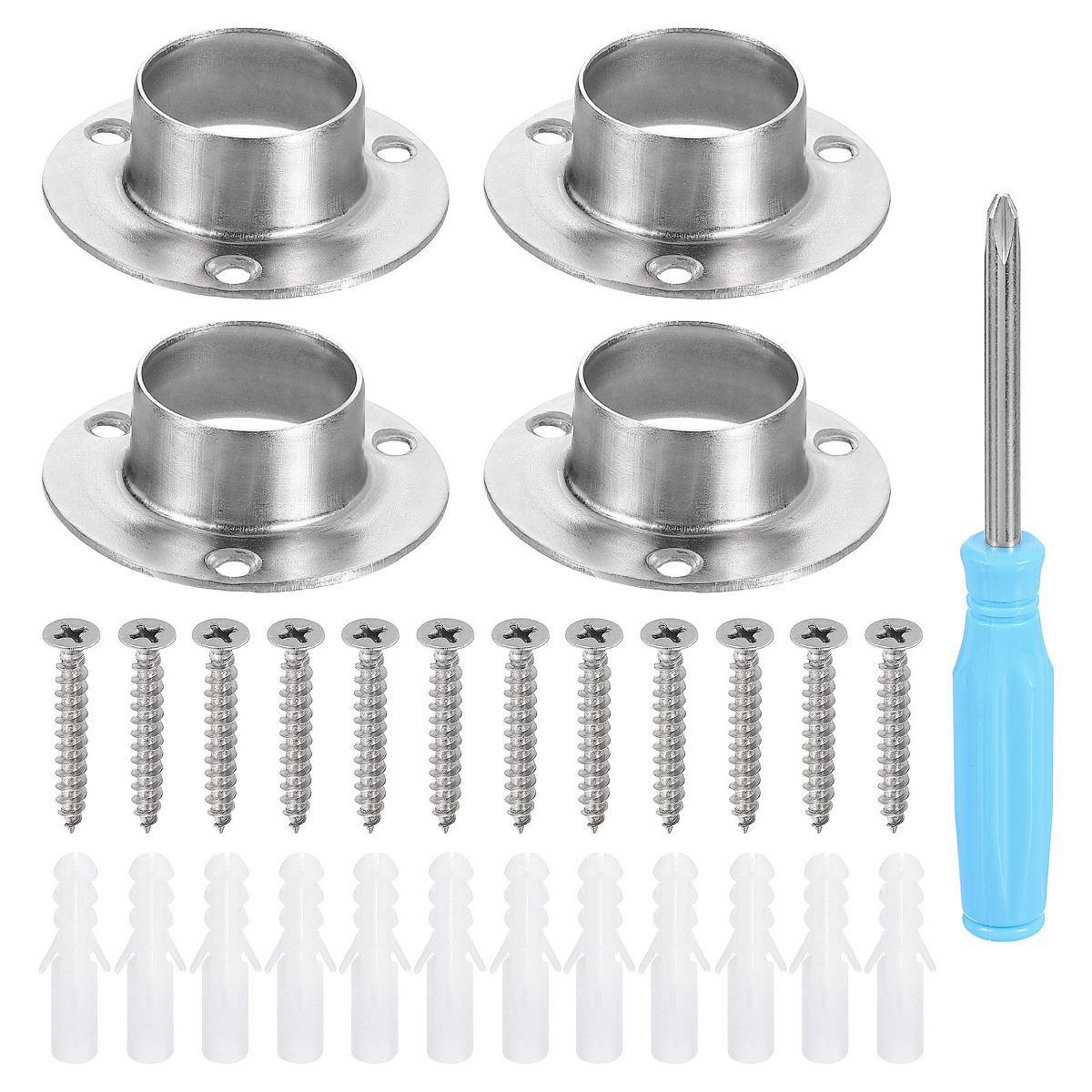 Unique Bargains O-Shaped Stainless Steel Closet Shower Rod Holder 4 Pcs - thumbnail 9