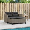 vidaXL Patio Sofa 2-Seater with Stools Gray Poly Rattan - 3 of 4