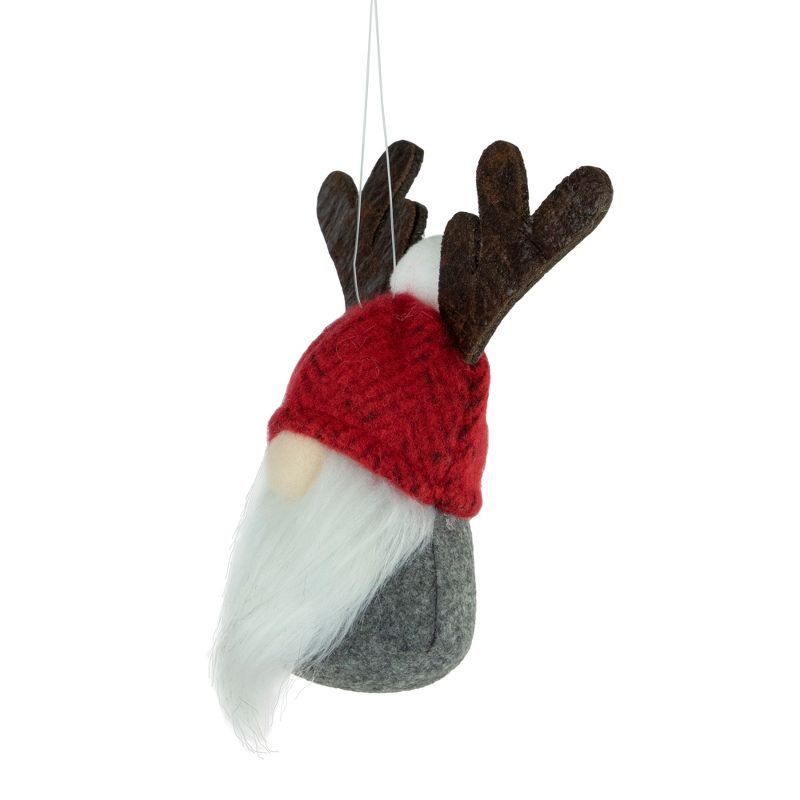 Northlight 5.25" Red and Gray Gnome with Antlers Christmas Ornament, 3 of 5