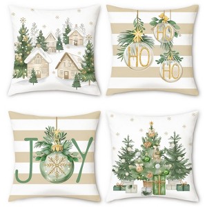Winter Christmas Throw Pillow Covers 18 x 18 Inch Xmas Trees - 1 of 4