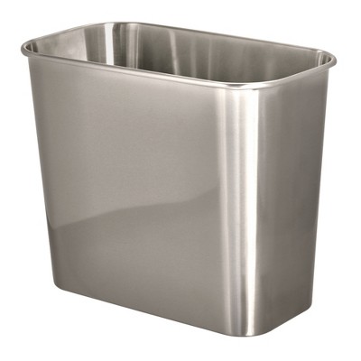 iDESIGN Mia Waste Can Brushed: Stainless Steel Bathroom Trash Can, 3.3 Gallon Capacity, 10-inch Height