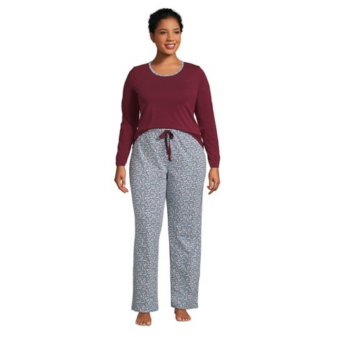 Lands' End Women's Plus Size Knit Pajama Set Long Sleeve, 57% OFF