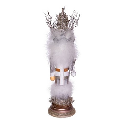 17.5-Inch Silver and White Wooden Christmas Nutcracker