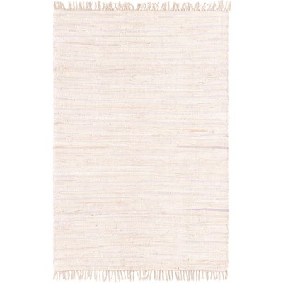 Beige Handwoven Cotton Striped Reversible Area Rug 4' x 6'