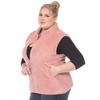 Plus Size Zip up High Pile Fleece vest -White Mark - 2 of 4