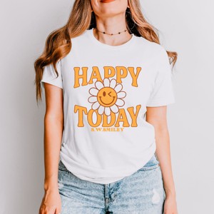 Simply Sage Market S.W.Smiley Happy Today Flower Short Sleeve Tee - 1 of 4