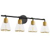 POWLIG 30.3-in 4-Light Modern Black Gold Dimmable Bathroom Vanity Light with Cone Clear Glass Shade - 2 of 4