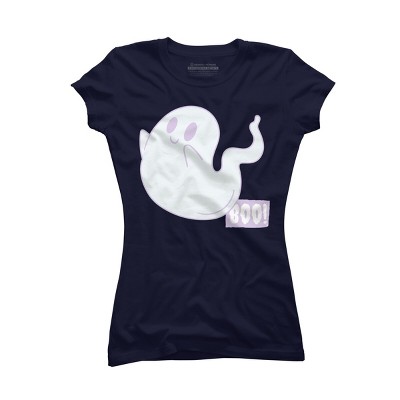 Junior's Design By Humans Boo Cute Ghost Halloween cute design By BoogieCreates T-Shirt