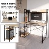 Bestier 47” Computer Desk with Hutch and Adjustable Storage Bookshelf, 55” Tall Simple Office Desk with Shelves - 3 of 4