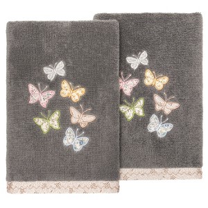 Linum Home Textiles 100% Turkish Cotton MARIPOSA Embellished Towel Set - 1 of 4