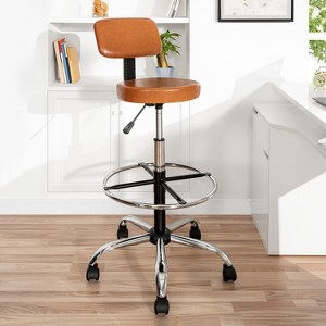 Home Imports Emporium Drafting Stool – Adjustable Swivel Faux Leather Stool with Footrest & Back Support - 1 of 4