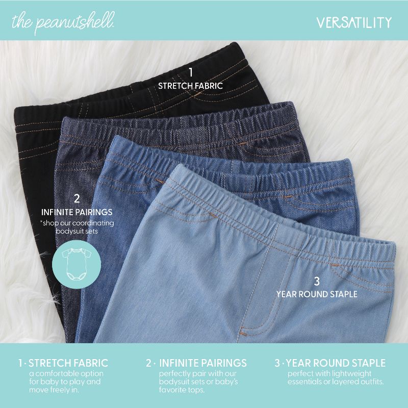 The Peanutshell 4-Pack Baby Jeggings/Pants for Boys and Girls, Newborn to 24 Months, 2 of 6