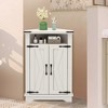 Farmhouse Corner Bathroom Cabinet with Barn Doors, Adjustable Shelf & Storage for Small Spaces - 3 of 4