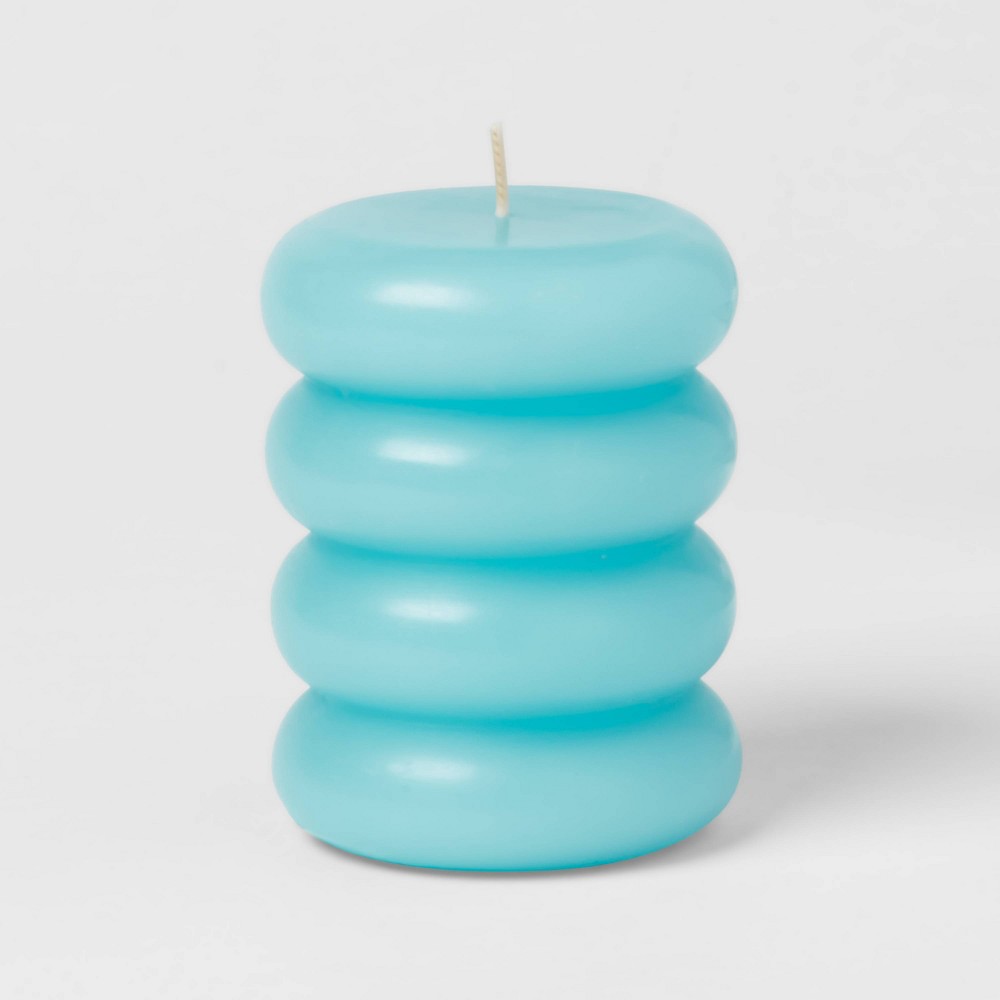Photos - Figurine / Candlestick Shaped Pillar Candle Stacked Blue - Opalhouse™