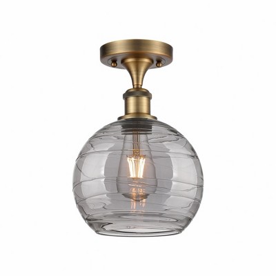 Athens Deco Swirl - 1 Light Semi-Flush Mount In Industrial Style-13 Inches Tall and 8 Inches Wide