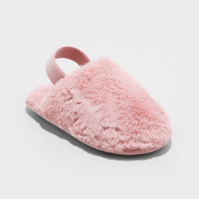 Dluxe By Dearfoams Girls' Happy Face Scuff Slippers - Light Pink