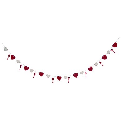 Transpac Polyester 88 in. Multicolor Valentines Day Hearts and Arrows Banner