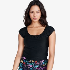 Calypsa Women's Plus Size Cap Sleeve UPF 50+ Zoey Crop Swim Top - 1 of 2