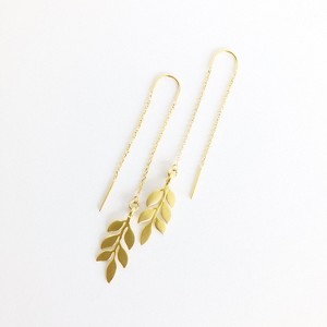 Sanctuary Project by sanctuaire Dainty Olive Branch Threader Drop Earrings Gold - 1 of 3