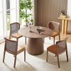 47" Modern Country Faux Solid Wood Dining Table,4-6 Seater Table With Walnut Wood Tabletop,Wooden Round Kitchen Dining Table-Coolbibila - 2 of 4