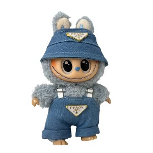 Totally Stylin’ Labubu in Light Blue Denim Designer Overalls with Matching Hat - 1 of 4