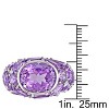 EVERLY JEWELRY | Sterling Silver 10 3/8 CT TGW Amethyst and 1/10 CT TW Diamond Cluster Cocktail Ring - 4 of 4
