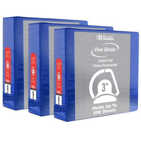 BAZIC Products® Slant D Ring View Binder with 2 Pockets, 3", Blue, Pack of 3 - image 1 of 2