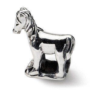 Black Bow Jewelry Sterling Silver Prancing Horse Bead Charm - 1 of 3