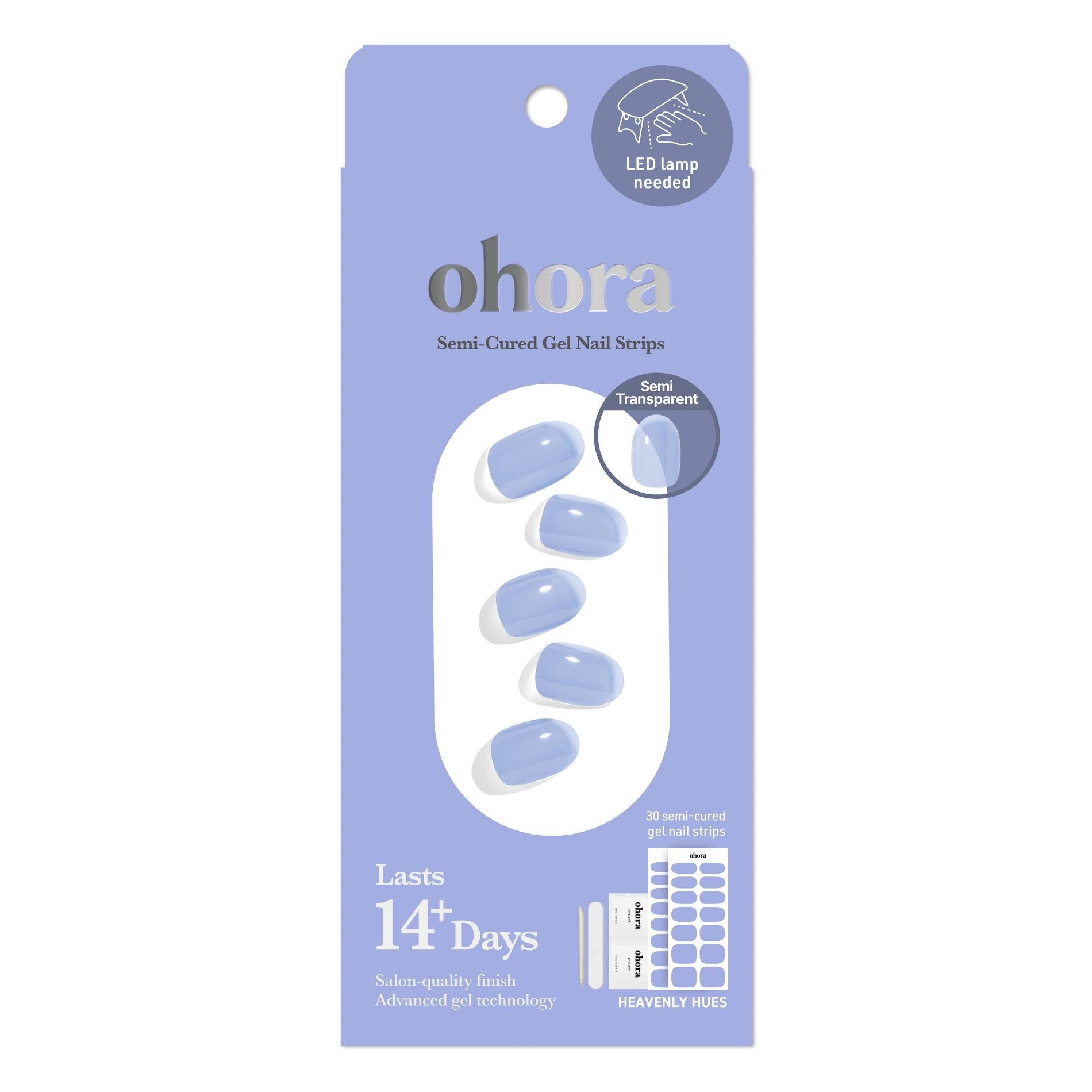 Ohora Gel Nail Art Basic Line - Heavenly Hues - 30ct: Gloss, High Shine Finish, 32 Pieces