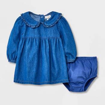 Baby Girls' Denim Prairie Dress - Cat & Jack™ Medium Wash