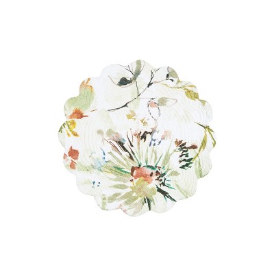 C&F Home Watercolor Floral Cotton Quilted Round Reversible Placemat Set of 6