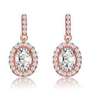 Chic 18K Rose Gold Plated Dangle Earrings Adorned with Colorful Cubic Zirconia for a Luxurious and Stylish Look - 1 of 3