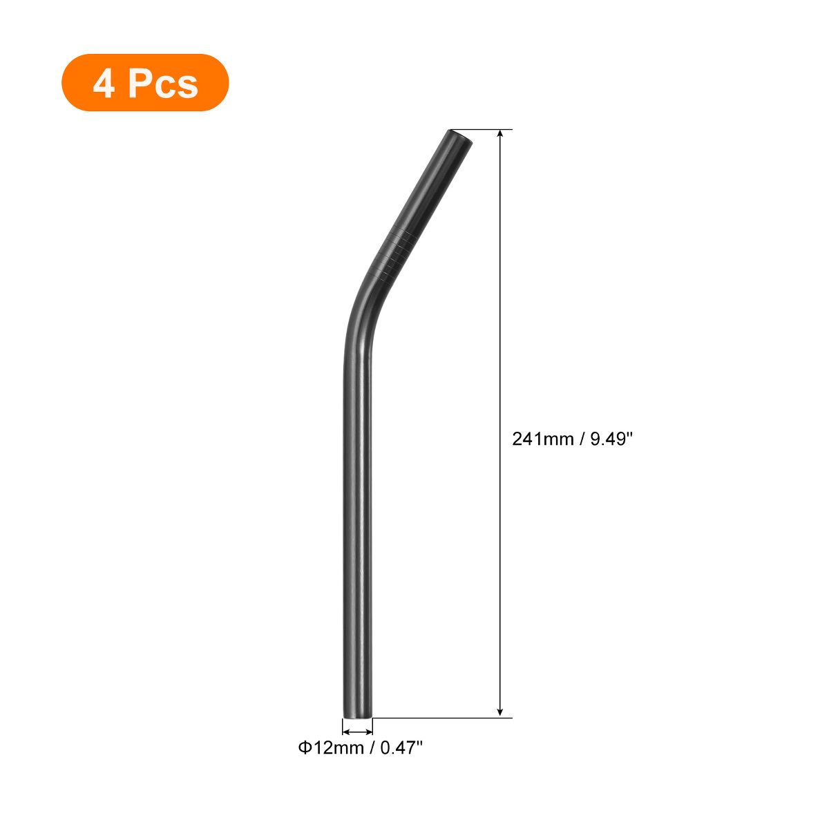Unique Bargains Stainless Steel Reusable Durable Scratch Resistant Drinking Straw 9.5" Length 4 Pcs - thumbnail 2