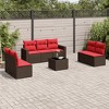vidaXL 8 Piece Patio Sofa Set with Cushions Brown Poly Rattan - 2 of 4