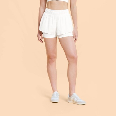 Blogilates Women's Ruffle Woven Mid-Rise Shorts