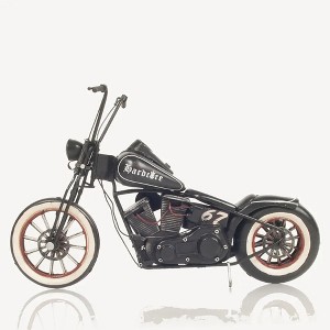 1967 Chopper Motorcycle Model – Handmade Iron Collectible – Black Decor Piece Old Modern Handicrafts - 1 of 4