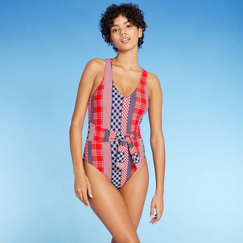 Women S Belted Plunge One Piece Swimsuit Sea Angel Multi Target