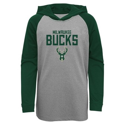 NBA Milwaukee Bucks Youth Gray Long Sleeve Light Weight Hooded Sweatshirt
