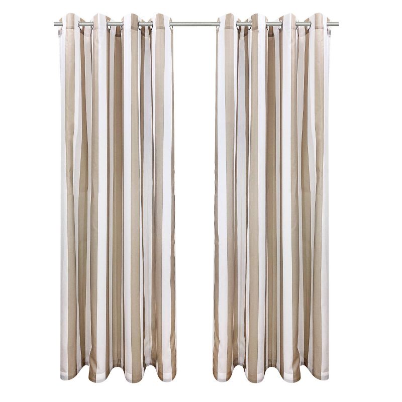 Set of 2 Bimini Striped Grommet Top Curtain Panels - Outdoor Décor, 1 of 7