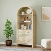 70" Tall Bookcase Wood Bookshelf with 5 Shelves Adjustable,Farmhouse Arched Storage Cabinet for Living Room - 2 of 4