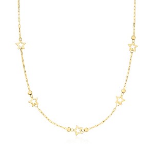 Ross-Simons Italian 14kt Yellow Gold Paper Clip Link Star Station Necklace - 1 of 4
