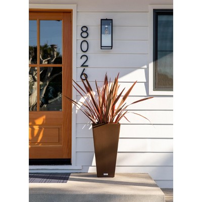 Espresso Brown 26" Modern Square Tapered Plastic Planter 2-Pack