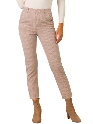 INSPIRE CHIC Women's High Waist Elastic Back Two Slant Pockets Office Work Ankle Pants