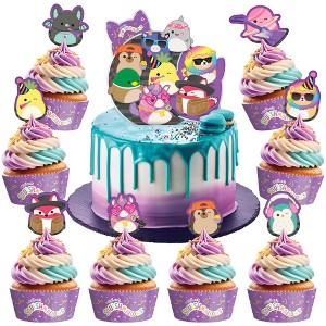 Treasures Gifted Club Squishmallows (1) Cake Topper & (24) Cupcake Toppers & Wrappers - 1 of 4